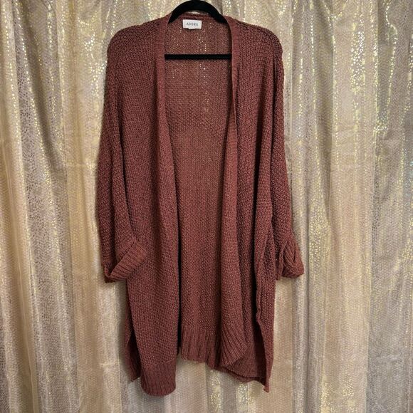 Adora Burgundy Open Knit Stretchy Fall Slouchy Cardigan Small/Medium - Picture 1 of 6